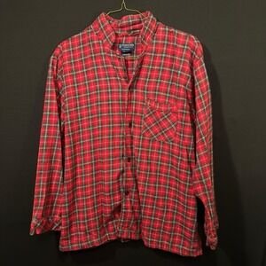 Stafford Men's Flannel Nightgown Red Plaid Long Sleeve Cotton Pajama Size XL